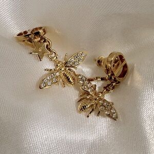 Christian Dior Crystal CD Bee Earrings
